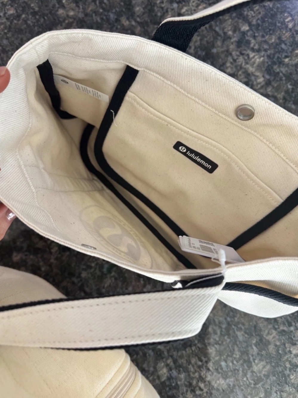 lululemon athletica Cream Canvas Tote with Black Trim - Picture 3 of 3